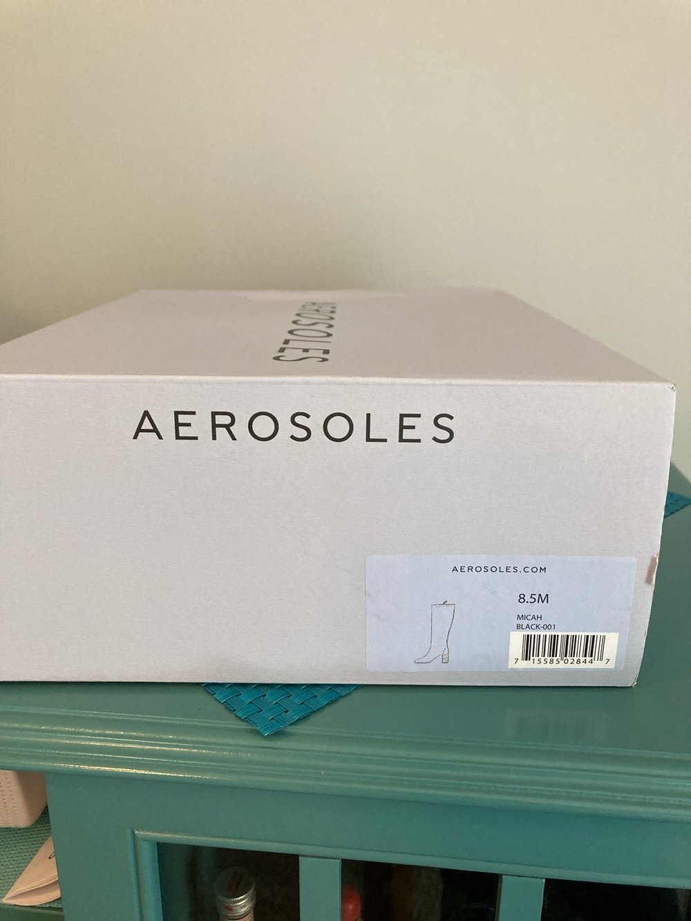 AEROSOLES Black Knee-High Block Heel Boots Faux Leather Women Size 8.5 - Picture 14 of 15